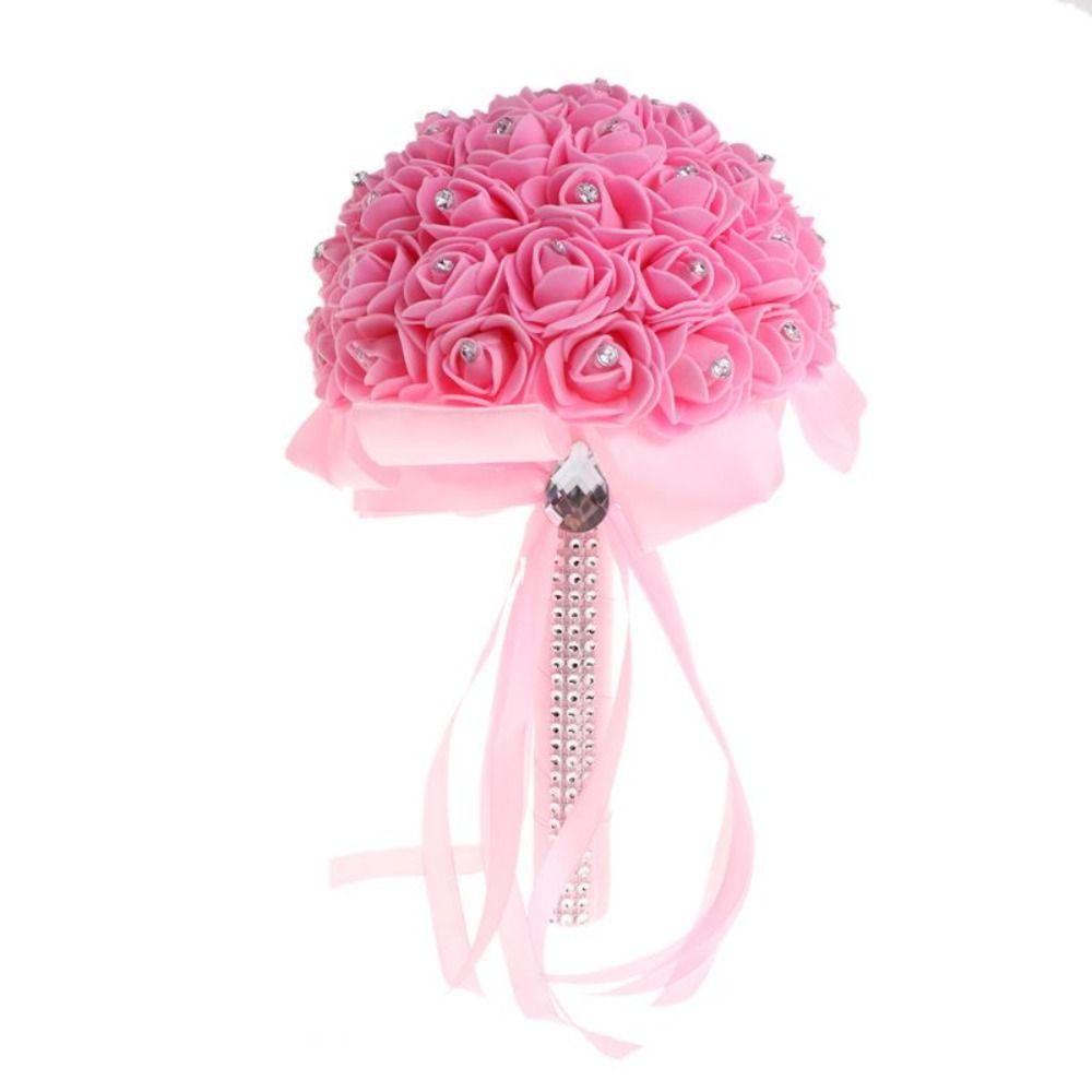 With Handle Engagement Home Decor Foam Roses Rose Bouquet Artificial Flower Bride Holding Flower
