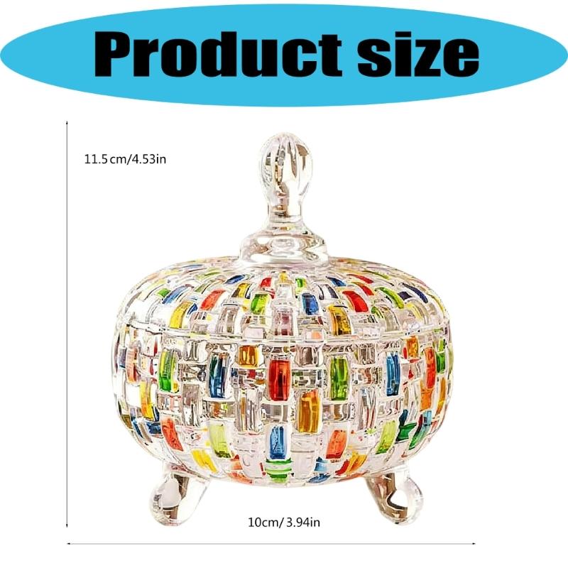 Разноцветные стеклянные банки с крышкой Хрустальные стаканы Конфетницы Шкатулка для украшений для свадьбы, Рождественской вечеринки Декоративная конфетница