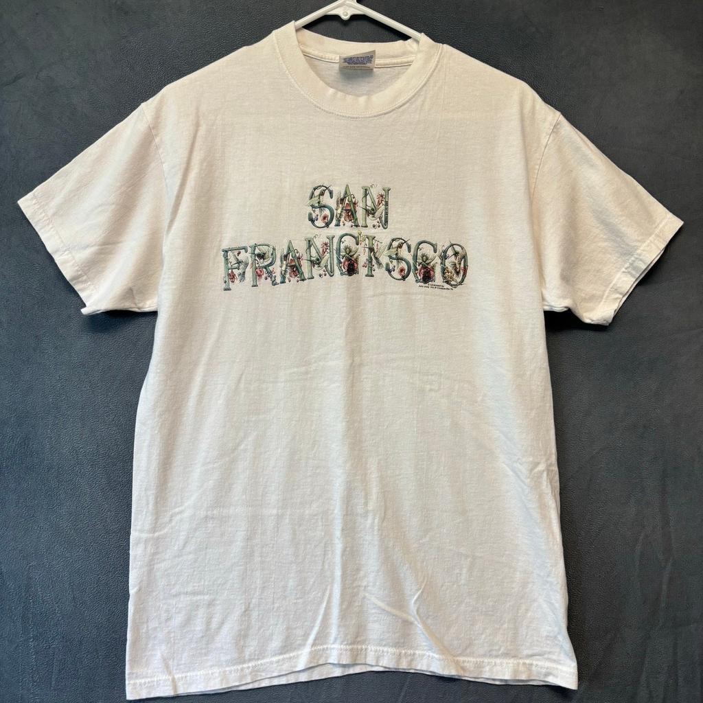 Винтажная рубашка Hanes San Francisco Тяжелая Творчество Uniq Inc Сказочное Художественное Цветочное