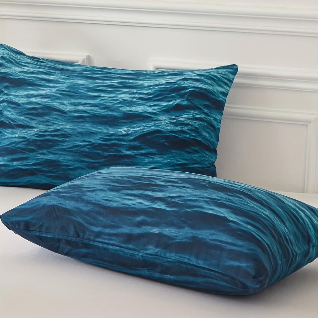 Комплект пододеяльника и наволочек «Синее море», Ультрамягкое постельное белье