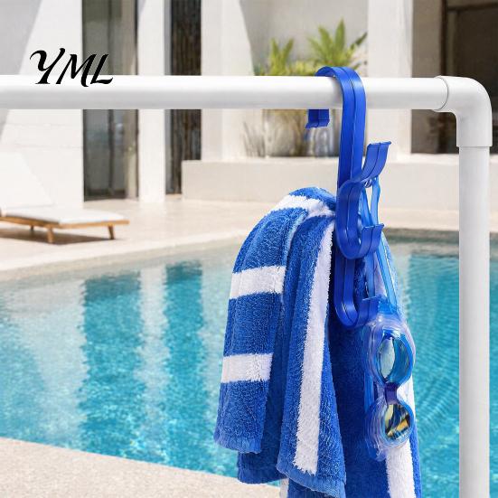 Durable Plastic Pool Accessory Manager Poolside Pole Hanger, with 3 Hook Configuration, Weather Resistant Swimming Tool Organizer Organizer,