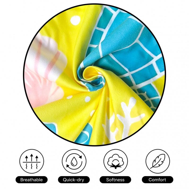 Quick-Dry Beach Towel With Sea Turtle Coral Fringe Design Foldable Portable Storage Bag Bath