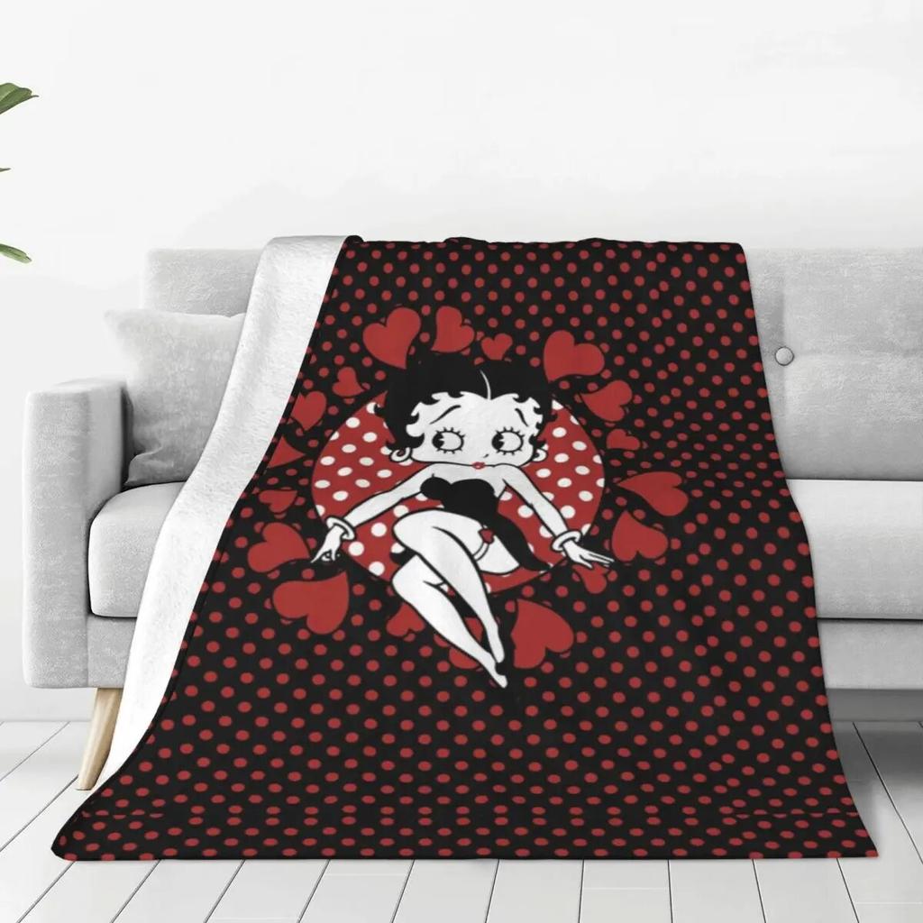 Беттис Лав Миссис. Одеяло Boop, фланелевое украшение, расслабляющее супер мягкое одеяло для кровати, дорожные покрывала