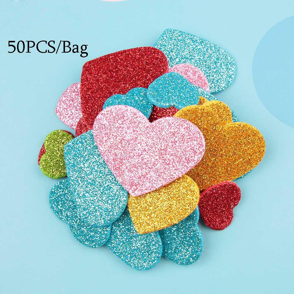 Mixed Size Color Star Heart Shapes Foam Glitter Party Stickers Wedding Decoration