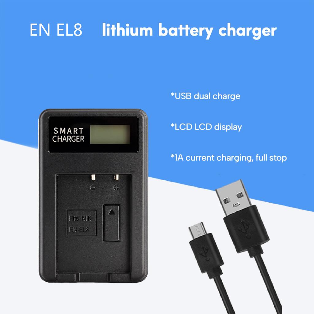 EN-EL8 Battery Charger Battery LCD USB Charger Charging Dock for Coolpix S52C S50 S51 P1 P2 S51C S52 S7c S50C Camera