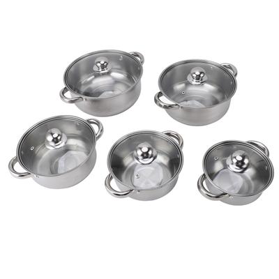 5 шт. кастрюль из нержавеющей стали, набор кухонной посуды, кастрюля со стеклянной крышкой, кастрюля для бульона, кастрюля для супа с 2 ушками
