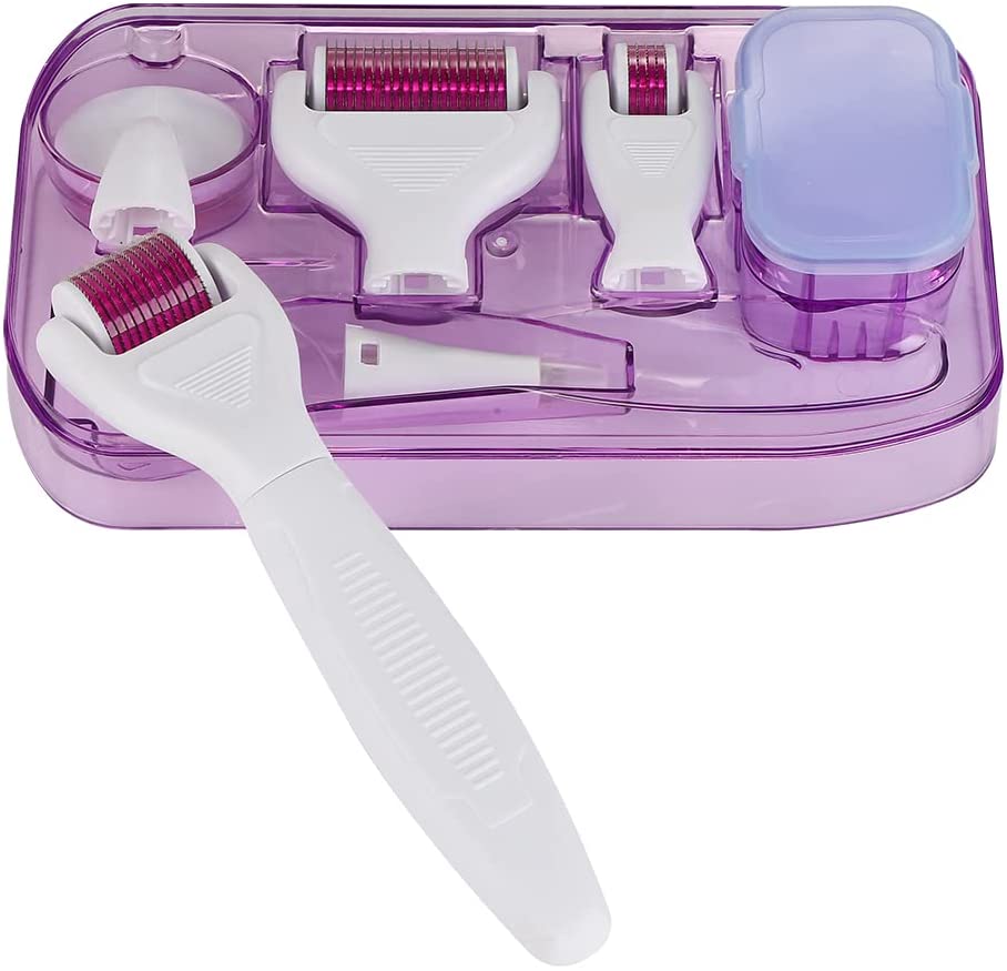 Дерма-валик для лица — набор микроигольных роликов и дерма-штампов 6 в 1 для мезотерапии — улучшение текстуры кожи, улучшение пор и роста волос