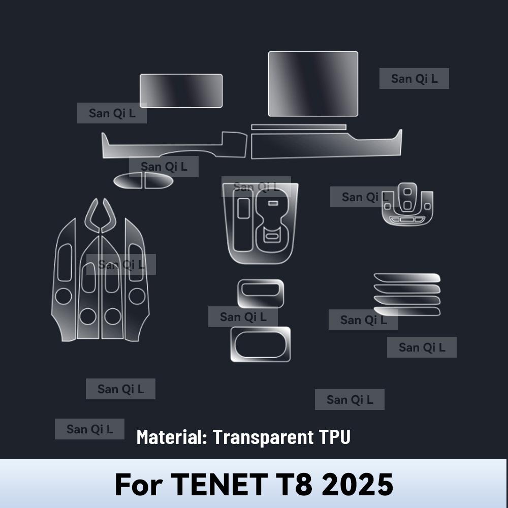 Для TENET T8 2025 Защитная пленка-наклейка на центральную консоль автомобиля, медиа-панель, навигацию, из TPU, защищающая от царапин