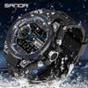 Sanda Men's Large Dial Multifunctional Waterproof Sports Watch with Alarm