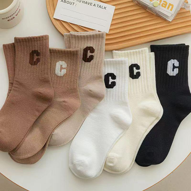 Женские полосатые носки средней длины для похудения, универсальный высококачественный модный дизайн для осени/зимы, стиль Forest Campus с буквой C