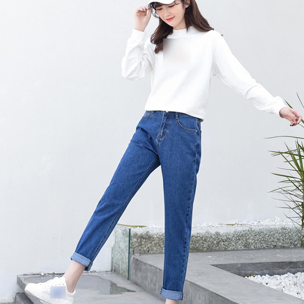 Женские джинсы-гарем с высокой талией Белые брюки больших размеров Черные джинсы