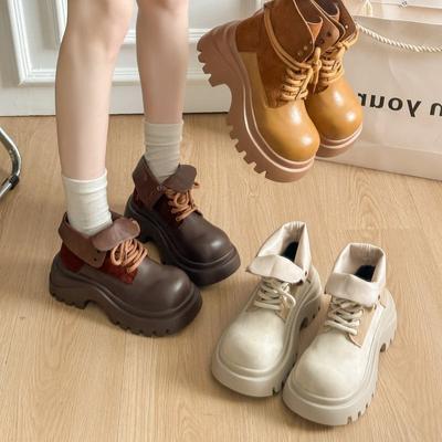 Короткая труба жареная улица толстая подошва осень повышенный новый смысл 2025 ретро рабочие ботинки британские ботинки Мартин женский взрослый