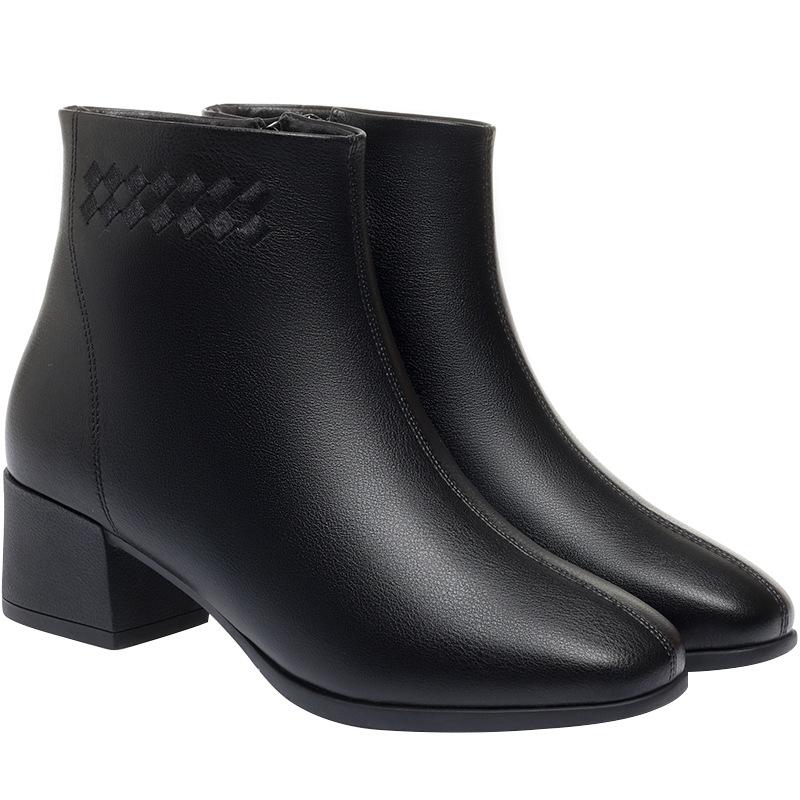 Женские ботильоны с квадратным носком, весенне-осенние одинарные ботинки, новые ботинки Мартин, осенне-зимние бархатные ботинки из мягкой кожи, профессиональные женские ботинки