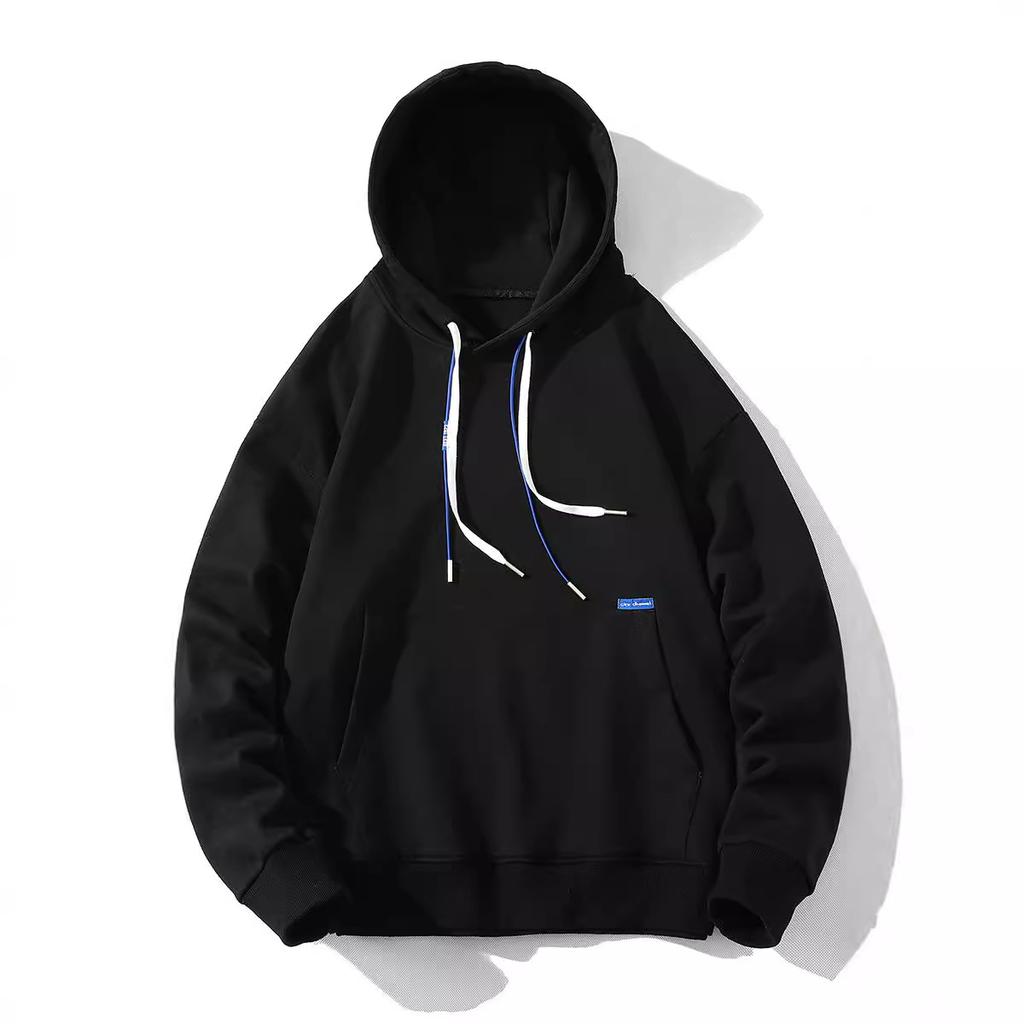 Толстовка мужская осенне-зимняя, новая, с капюшоном, уличная, в стиле Гонконга, свободная, однотонная, универсальная, плюс бархатная, пара, пуловер, куртка