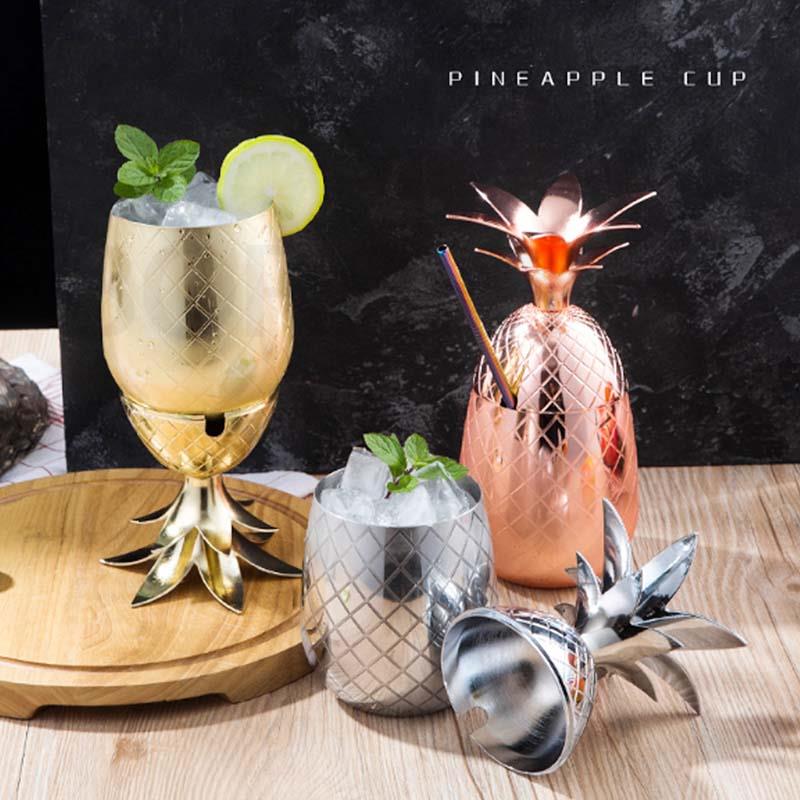 BORREY 500 мл чашка с ананасом Московский мул, медные кружки, кружка для кофе из нержавеющей стали, барная чашка для коктейля, чашка для горячей и холодной воды, металлическая пивная кружка