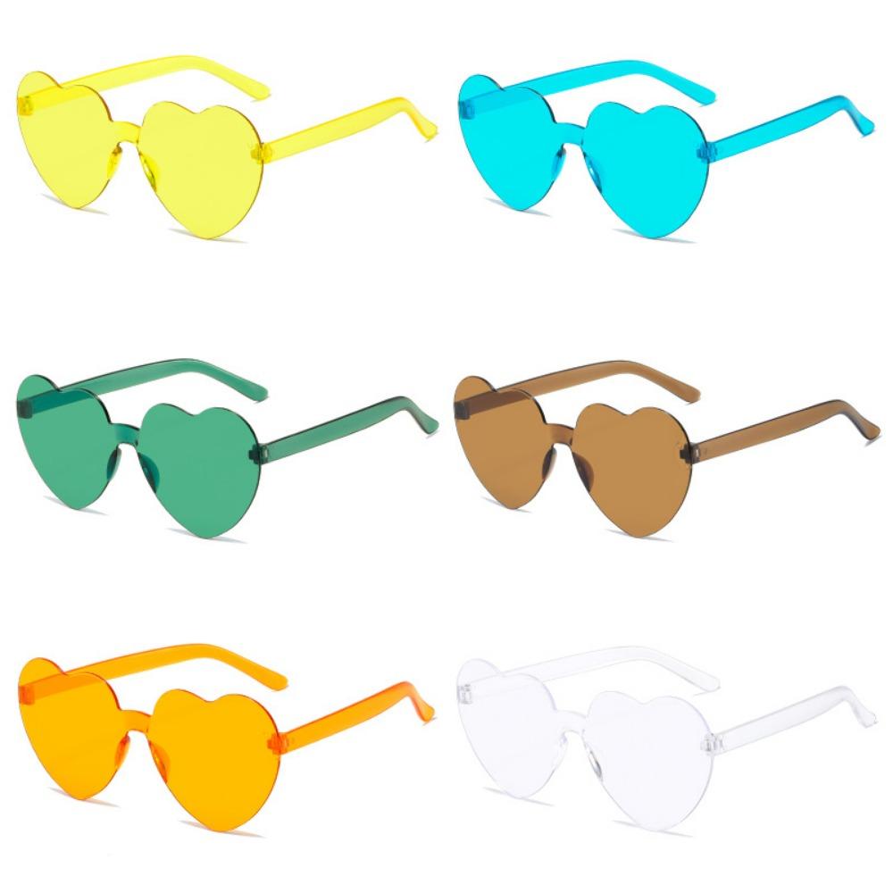 Transparent Jelly Color Love Heart Sunglasses For Men And Women Peach Heart Sunglasses