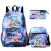 3Pcs/set Cartoon Printed Backpack Teenager Student Boy Girl Schoolbag Larger Capacity Bagpack Travel Bag Kid Gift Mochila