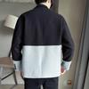 Корейский 2024 Осень Зима Новый Мужской Лоскутный Костюм Воротник на Пуговицах Карман Модный Свободный Минималистичный Повседневный Блейзер с Длинным Рукавом