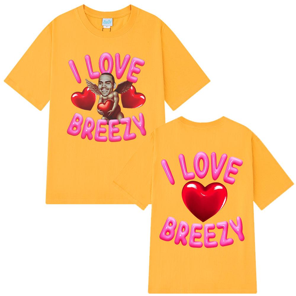 Rapper Chris Brown I Love Breezy Bowl XX Tour T-shirt Men Women Fashion Hip Hop T Shirt Oversized Polyester Casual T-shirts Tops