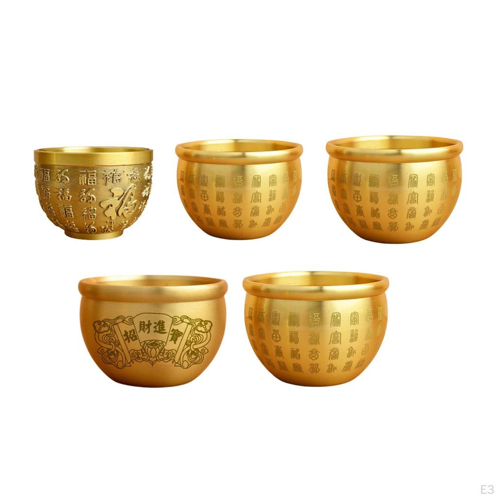 Brass Feng Shui Bowl Chinese Traditional Luck Fortune Wealth Statue Sculpture Success Folk Treasure