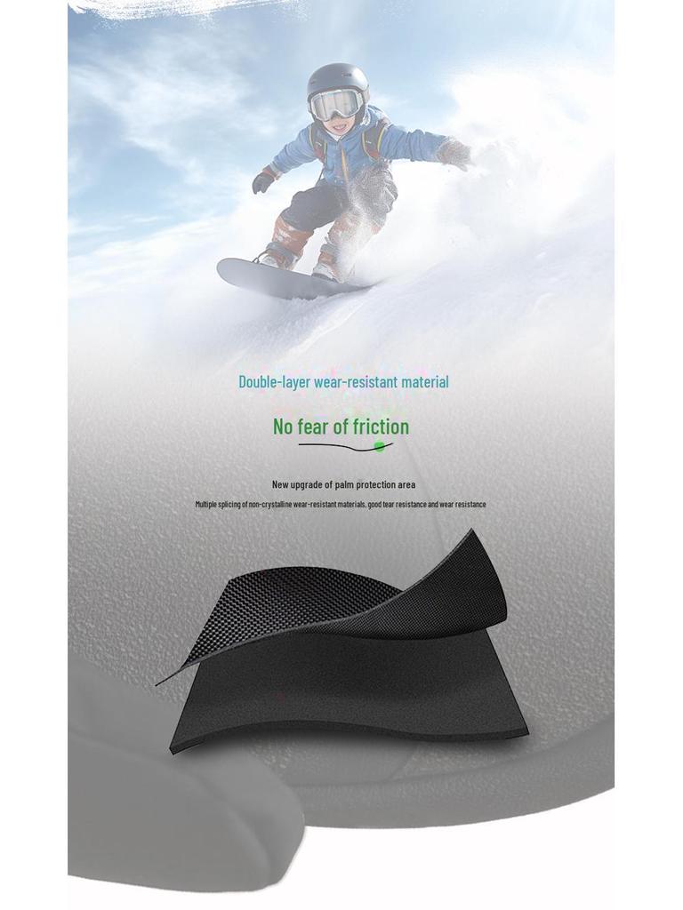 Детские зимние лыжные перчатки «Панда»: Двухслойный, Износостойкий, Теплый, Водонепроницаемый