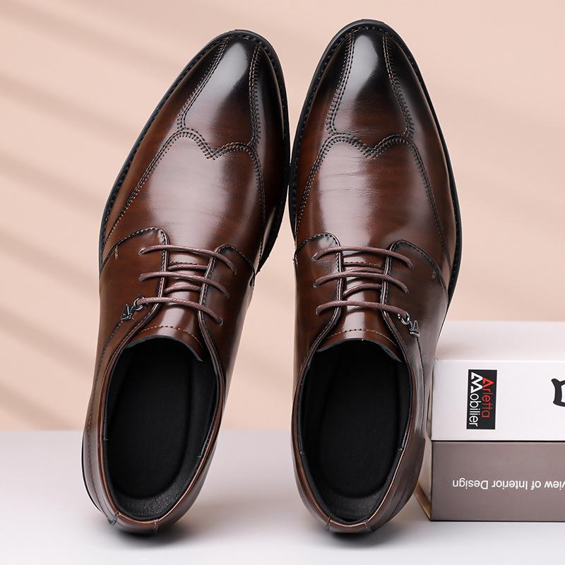 Fashion Spring Autumn New Designer Dress Shoes for Men Solid Color Lace Fashion Casual Shoes Male Business Formal Leather Shoe Man