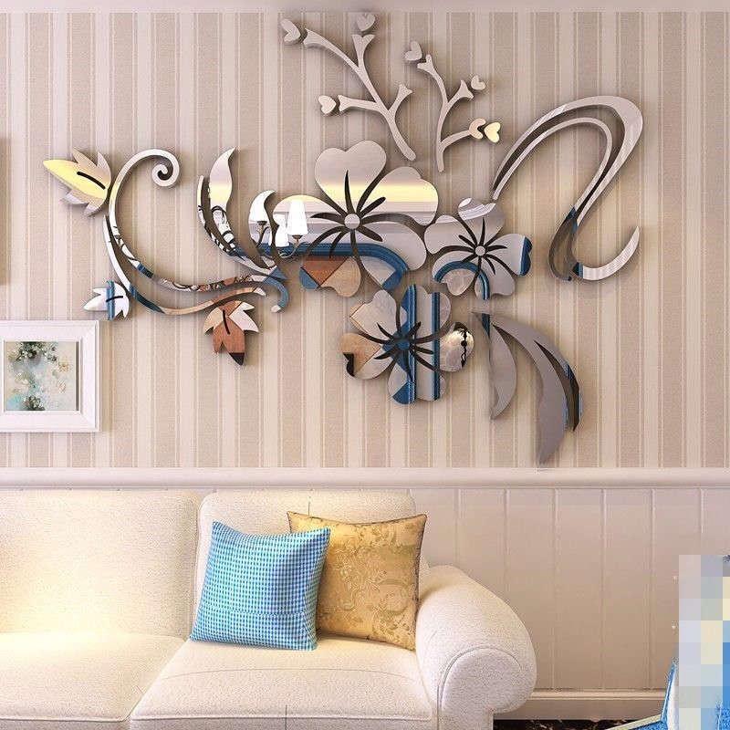 Exquisite Removable 3d Mirror Flower Art Wall Sticker For Stunning Home Decoration