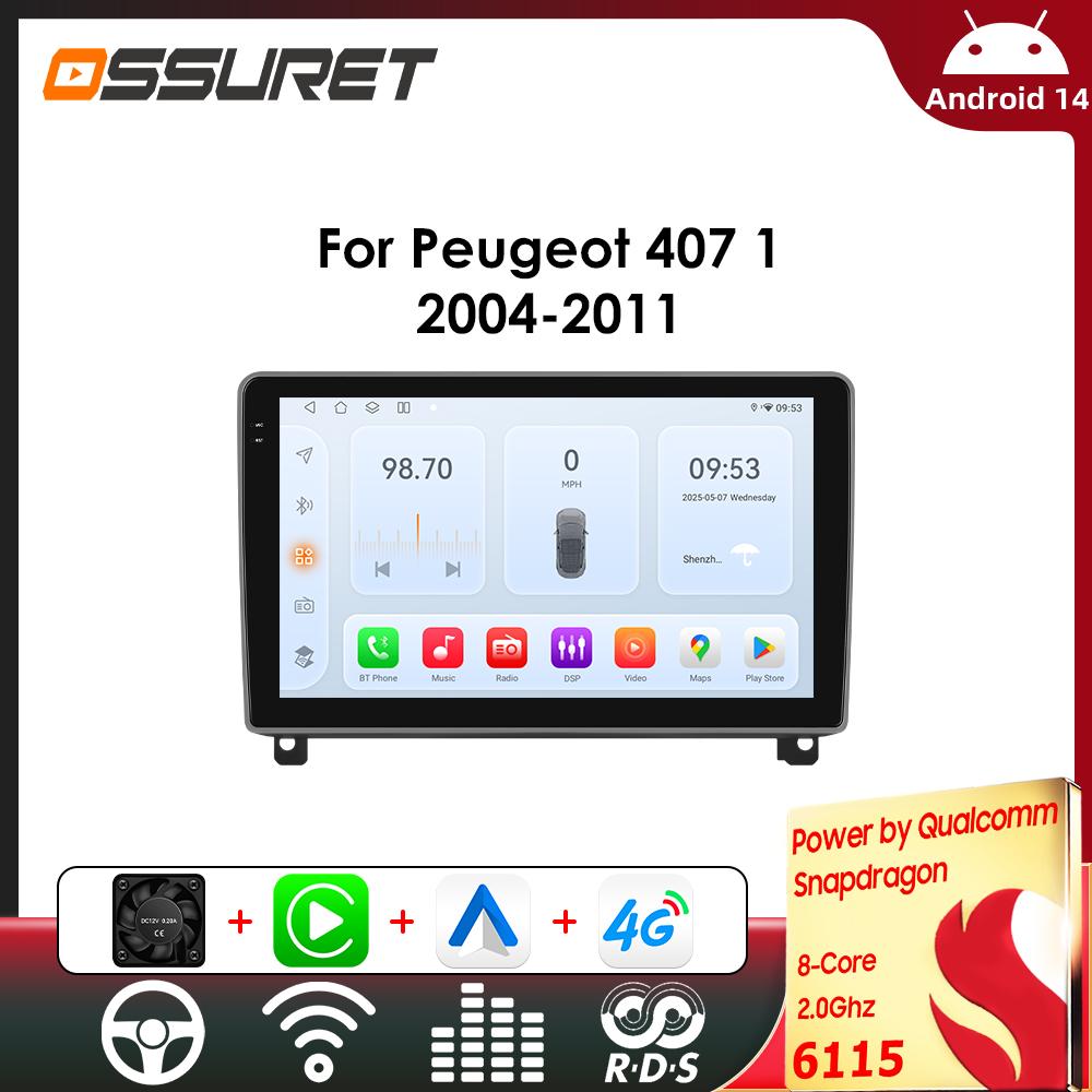 OSSURET 6115 Car Radio Android for Peugeot 407 CC SW 407CC 2004-2011 Carplay Car Multimedia Player Intelligent Autoradio GPS