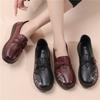 Ретро балетки с двойными ремешками женская осенняя обувь кожаные мокасины туфли с широким носком для мамочек пожилые дамы мокасины с принтом