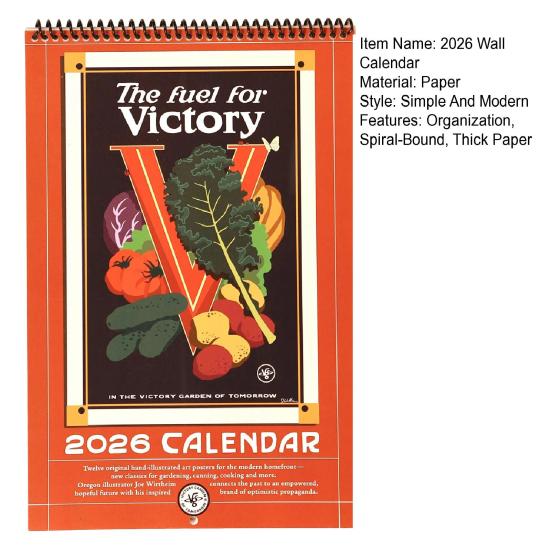 Настенный календарь Янв 2026 - Дек 2026 12-месячный планировщик