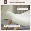 Fleece-Covered Footstool, Wooden Legs, Padded, Cream White
