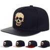 Metal Skull Leather Brim Hip Hop Hat Men and Women Baseball Cap Fashionable Flat Top Caps Casual Hats