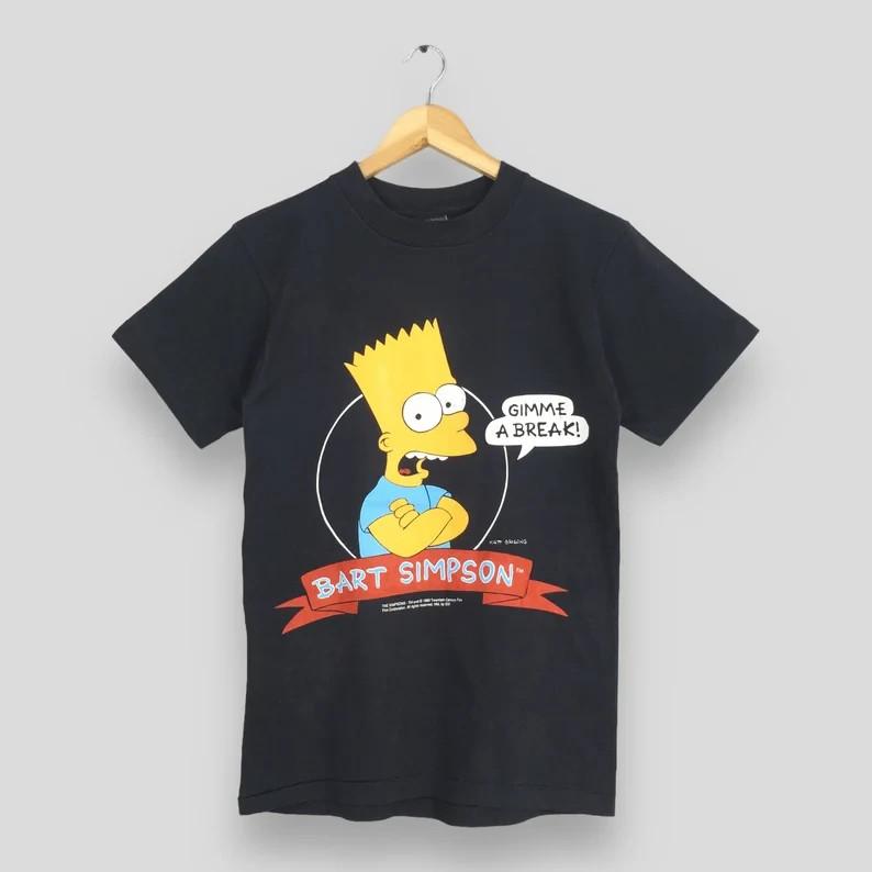Vintage 90s Bart Simpson Cartoon Tshirt Roller Skate Bart Animated T-Shirt S-5XL