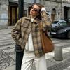 Autumn and Winter New European and American Plaid Wool Coat Women's High-end Retro Loose Wool Coat Women's Clothing