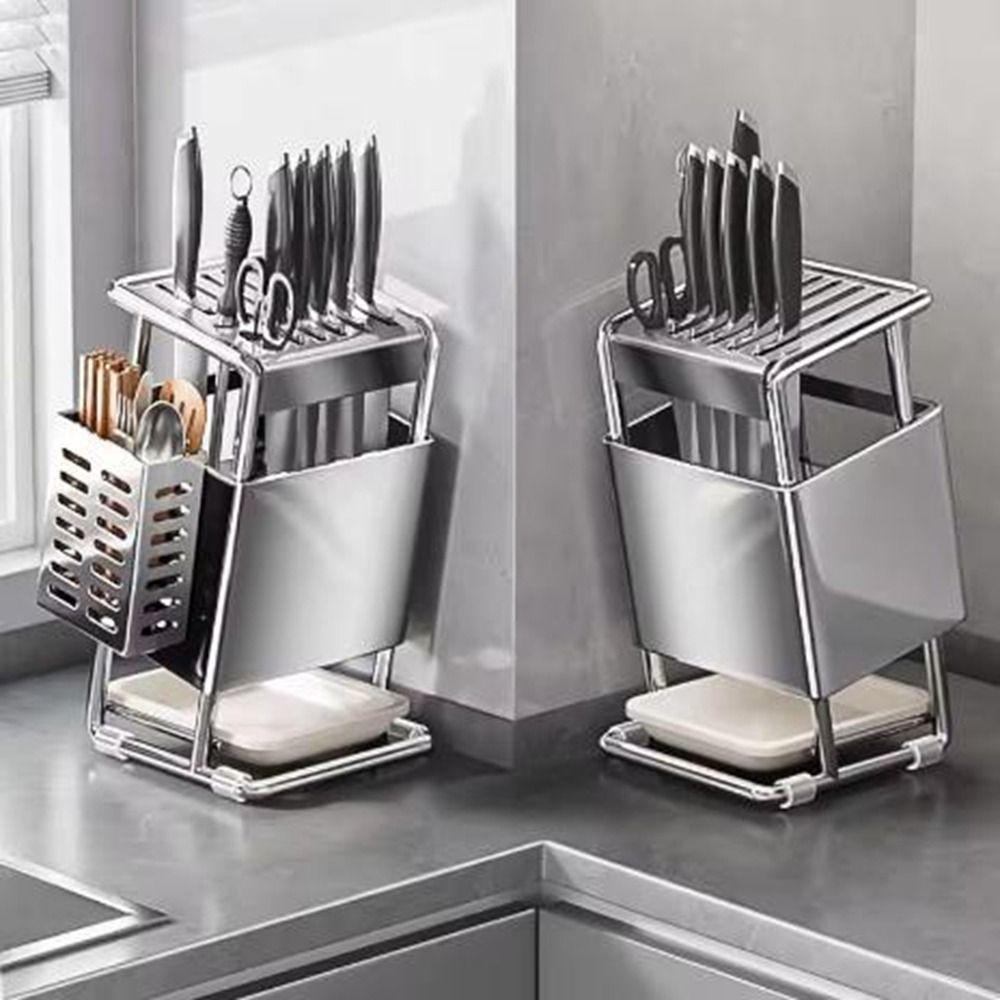 Stable Stainless Steel Knives Holder Large Capacity Cutlery Organizer  Kitchenware
