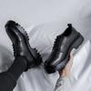 Весенние и осенние черные мужские туфли, универсальные трендовые мужские туфли на платформе, повседневные маленькие кожаные туфли 68303-R