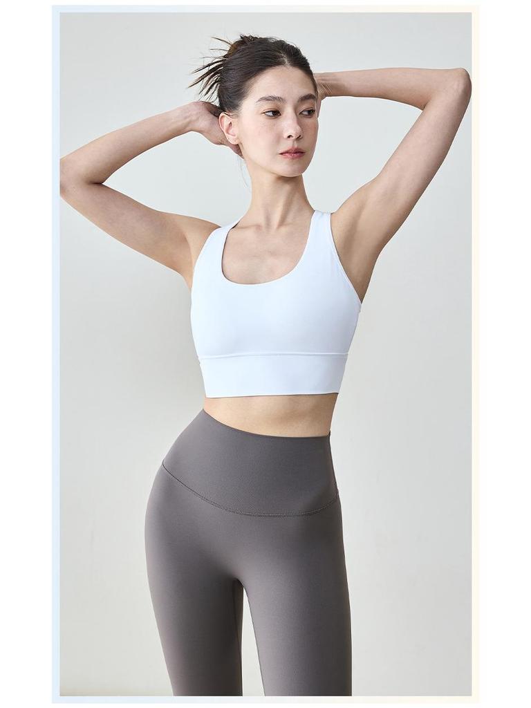 Женский летний утягивающий топ-бра для йоги с гоночной спинкой и нагрудными вкладышами - Красивый дизайн спины