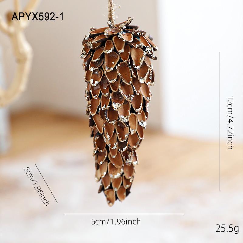 Large Wooden Pine Cone & Acorn Christmas Tree Ornament Set