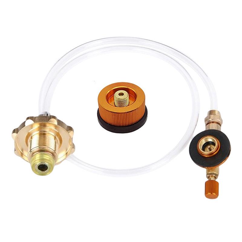 German Standard LPG Stove Head: Outdoor Gas Can Adapter with Long Flat Cassette and Inflatable Valve Connector Pipe