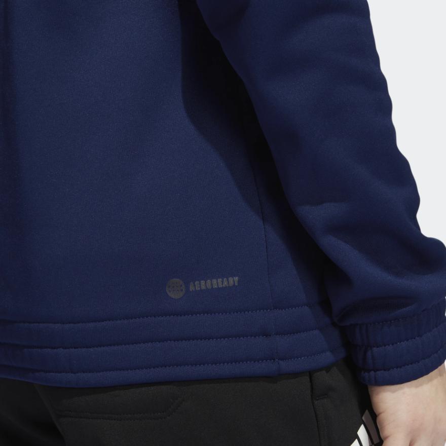 adidas Женская куртка с капюшоном на молнии с принтом из букв, темно-синяя, HI0697