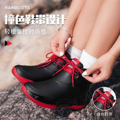 2025 Япония и Южная Корея новые короткие резиновые сапоги женская мода, водонепроницаемые и нескользящие парные дождевые ботинки женские модели