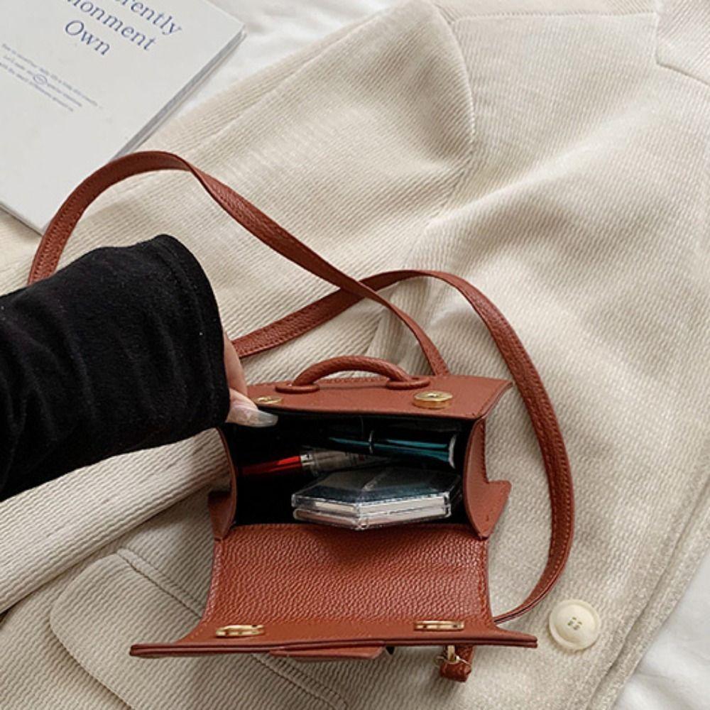 Solid Color Chic Crossbody Bag Pu Leather Women's Shoulder Bag Fashionable Mini Coin Purse Travel