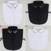 Fashion Ladies Fake Collar for Women Chiffon Fake Collar Rhinestone False Collar Lapel Detachable Button Half-Shirt Blouse Top