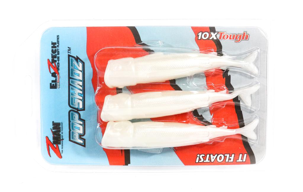 Zman Soft Lure Pop ShadZ 4 Inch 3/Pack Pearl (7975)