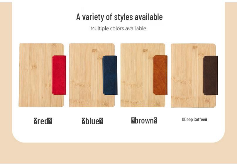 Personalized Bamboo Grain A5 Notebook with Magnetic Buckle - Thickened Pages and Logo Printing Available