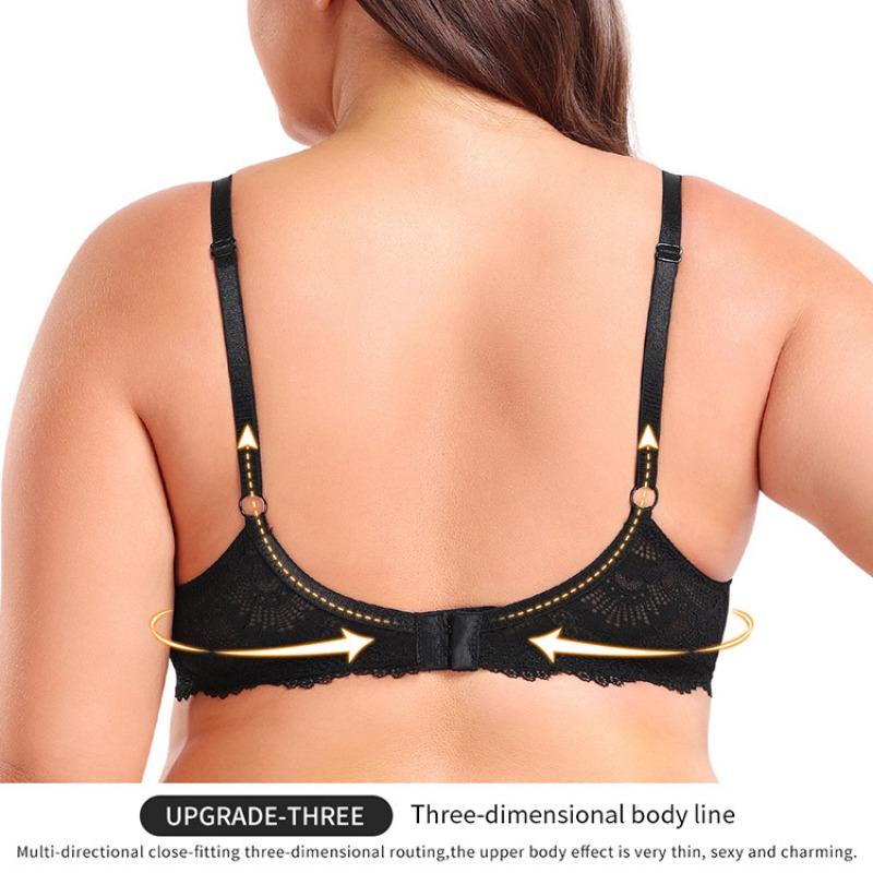 Большой размер Сексуальное кружевное нижнее белье на косточках Ультратонкий бюстгальтер