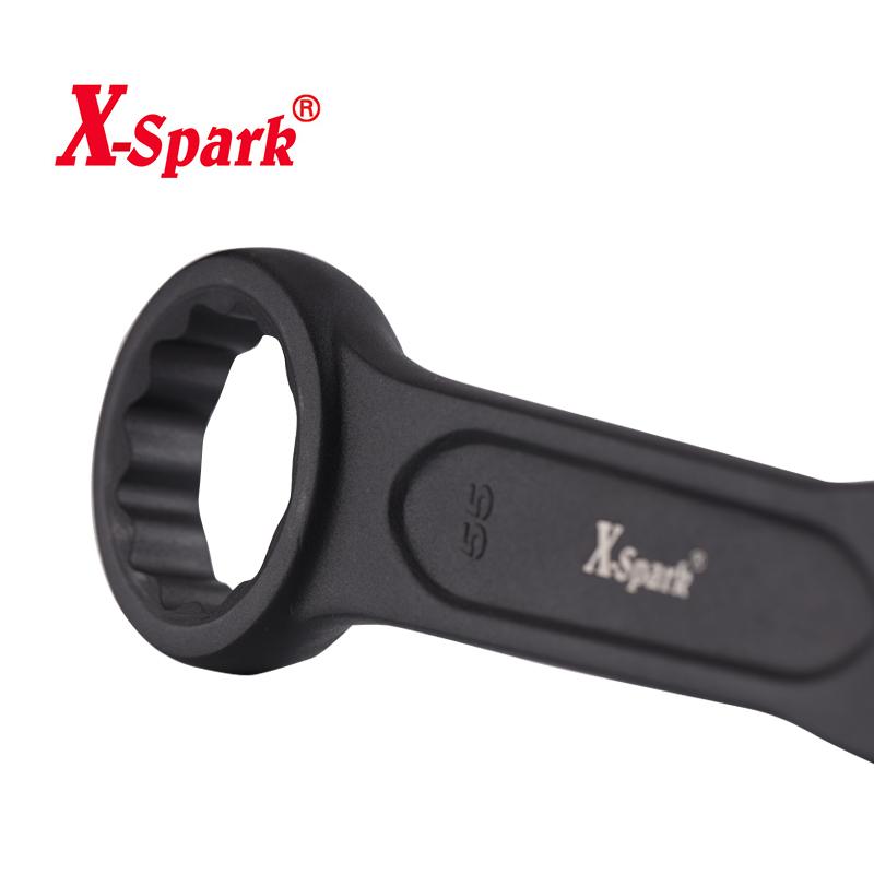 X-SPARK Heavy Duty 12 Point Ring Box Single End Side Open Industrial Grade Impact Wrench 2000lb-ft Assembly Black Metric System