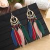 1 Pair Women Dangle Earrings Bohemia Style Ethnic Synthetic Feather Exquisite Lady Dangle Earrings