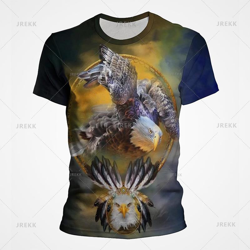 Футболки в уличном стиле с принтом американского орла и ястреба Белая голова морского орла с графическим принтом, полностью покрытая футболка Breathe Casual с коротким рукавом