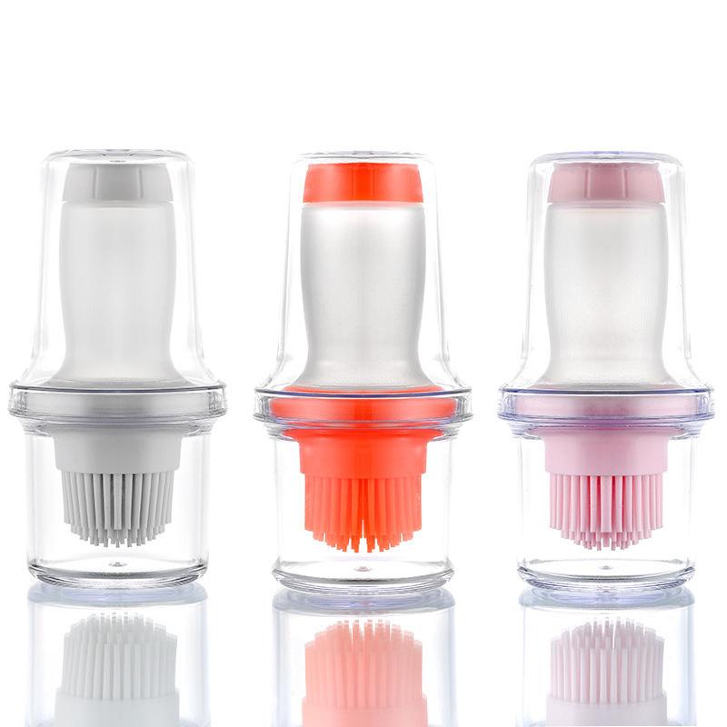 1 шт., силиконовая нажимная щетка для бутылки с маслом с крышкой для хранения, масляная кисть для выпечки, кисть для соуса, масляная кастрюля, кухонные принадлежности для жарки говяжьего стейка